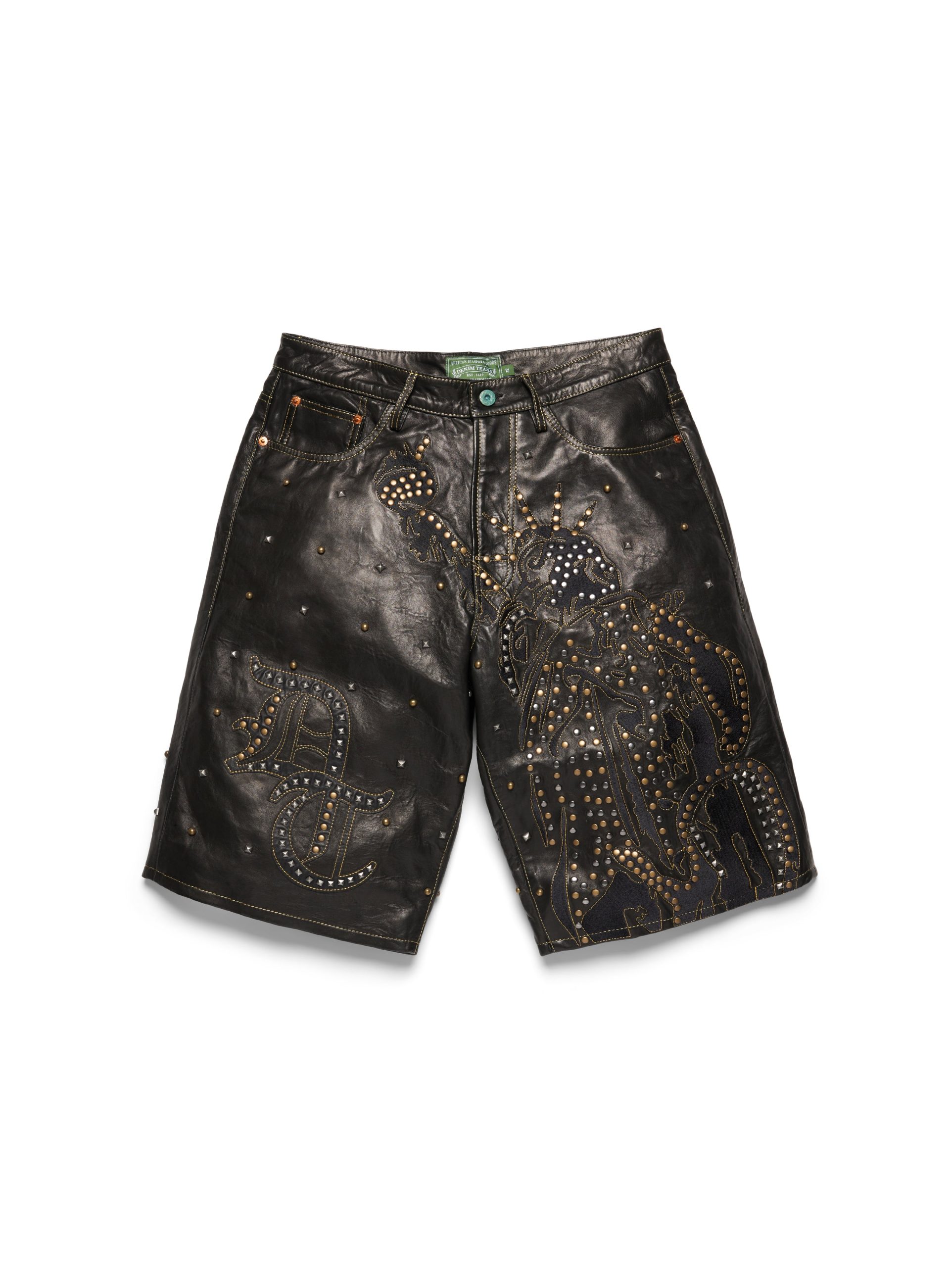LadyLibertyStuddedLeatherShorts_BLACK_FRONT
